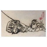 Asian Woodblock Print on Rice Paper 15 x 22