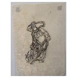 Handmade Paper Artwork with Abstract Figure, 15 x 22 Inches