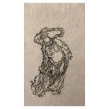Ink Art Drawing on Handmade Paper 15 x 22