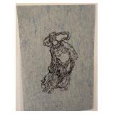 15 x 22 Artwork on Handmade Paper with Abstract Figure