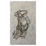 15 x 22 Artwork on Handmade Paper with Abstract Figure