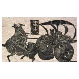Greek Warrior Linocut Art Print on Handmade Paper 15 x 22