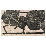 Greek Warrior Linocut Art Print on Handmade Paper 15 x 22