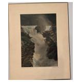 Vintage Framed Photo Print Athabasca Falls Jasper Alberta by G. H. Spalinger 10.75x13.75