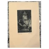 Lot of 5 Vintage Architectural Etchings Signed by Artist