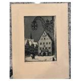 Lot of 5 Vintage Architectural Etchings Signed by Artist