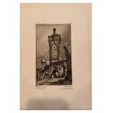 Lot of 5 Vintage Architectural Etchings Signed by Artist
