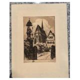 Lot of 4 Vintage European Architectural Etchings