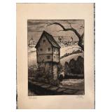 Lot of 4 Vintage European Architectural Etchings