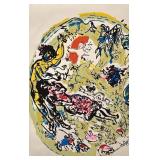 Marc Chagall Style Color Art Print 11 x 9 with Mat