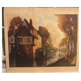 Vintage Watermill Landscape Print by Giovanni, 19 3/4 x 15 Inches