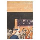 Art Deco Style Mixed Media Artwork Signed Haupt 14 x 18.5 Inches