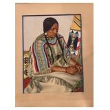 Winold Reiss Native American Portrait Print 14x11 Great Northern Ry Art
