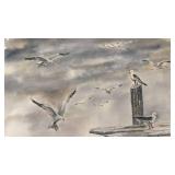 K. Valentas 10 x 14 Watercolor Seagull Artwork
