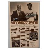 1972 Minnesota Twins Home Game Schedule Poster 14 x 22