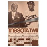 1972 Minnesota Twins Home Game Schedule Poster 14 x 22