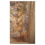 Framed Original Landscape Oil Painting with Vintage Wood Frame 17 x 21