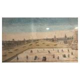 Antique Framed Hand-Colored Engraving Vue de Varsovie 18x11.5