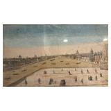 Antique Framed Hand-Colored Engraving Vue de Varsovie 18x11.5