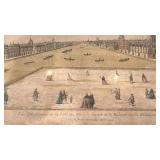 Antique Framed Hand-Colored Engraving Vue de Varsovie 18x11.5