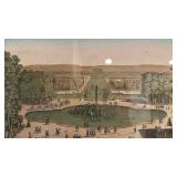 Framed 14x19 Antique Color Print of French Garden Scene