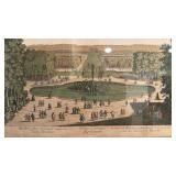 Framed 14x19 Antique Color Print of French Garden Scene