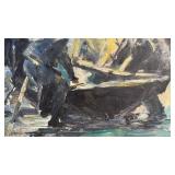 Original Framed Oil Painting with Signature, 14 x 16.5 Inches