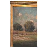 Signed Framed Landscape Oil Painting 29 x 34.5 Inches with Ornate Gold Frame