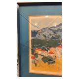 Bordenave Signed Framed Village Landscape Print with Certificate of Authenticity