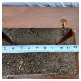 Vintage Wooden Sewing Table with Hinged Top and Storage Compartment