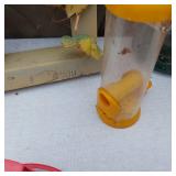Lot of Bird Feeders and Decorative Window Frame with Birdhouse