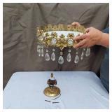 Antique Brass and Crystal Chandelier with Light Fixture Base