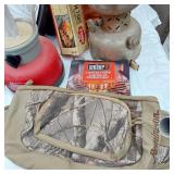 Lot of Camping and Outdoor Items including Coleman Lantern, Weber Lighter Cubes, and Thermacell Refills