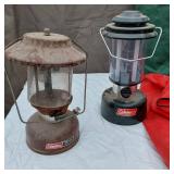 Thetford Porta Potti 135 Fresh Water Flush Portable Toilet, Coleman Lanterns, and Tent Poles