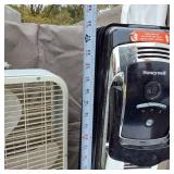 Box Fan, Lasko Ceramic Tower Heater, and Honeywell Oil-Filled Radiator Heater