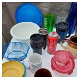 Household Items Including Vintage Can Opener and Assorted Kitchenware