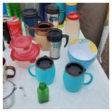 Household Items Including Vintage Can Opener and Assorted Kitchenware