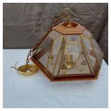 Hanging Brass and Glass Light Fixture