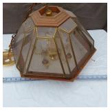 Hanging Brass and Glass Light Fixture