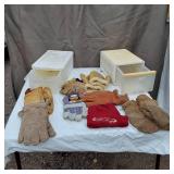 Work Gloves and Storage Bins