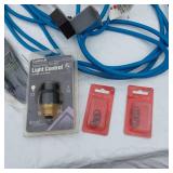 Assorted Tools and Hardware Bundle including Clear Vinyl Tubing, Deck Plan Bracket, and PVC Elbows