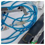 Assorted Tools and Hardware Bundle including Clear Vinyl Tubing, Deck Plan Bracket, and PVC Elbows