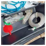 Assorted Tools and Hardware Bundle including Clear Vinyl Tubing, Deck Plan Bracket, and PVC Elbows