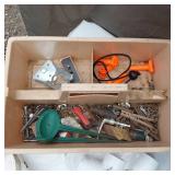 Assorted Tools and Hardware Bundle including Clear Vinyl Tubing, Deck Plan Bracket, and PVC Elbows