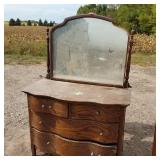Antique Dresser with Mirror and Desk, plus Towel Rack