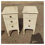 Pair of Vintage White Wooden Nightstands with Drawers - Were Sides of a Vanity