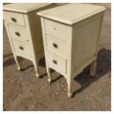 Pair of Vintage White Wooden Nightstands with Drawers - Were Sides of a Vanity