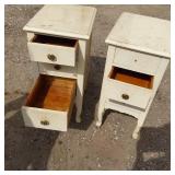 Pair of Vintage White Wooden Nightstands with Drawers - Were Sides of a Vanity