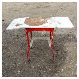 Red and White Metal Drop-Leaf Table