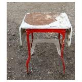 Red and White Metal Drop-Leaf Table
